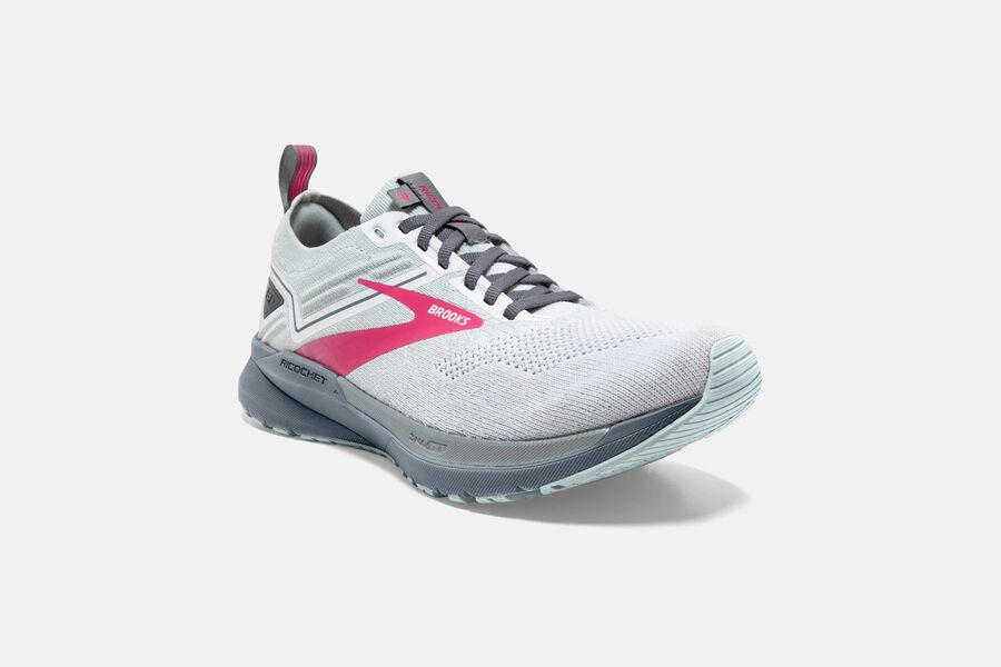 Brooks Ricochet 3 Road Running Shoes Womens - White/Pink - EFUCR-1547